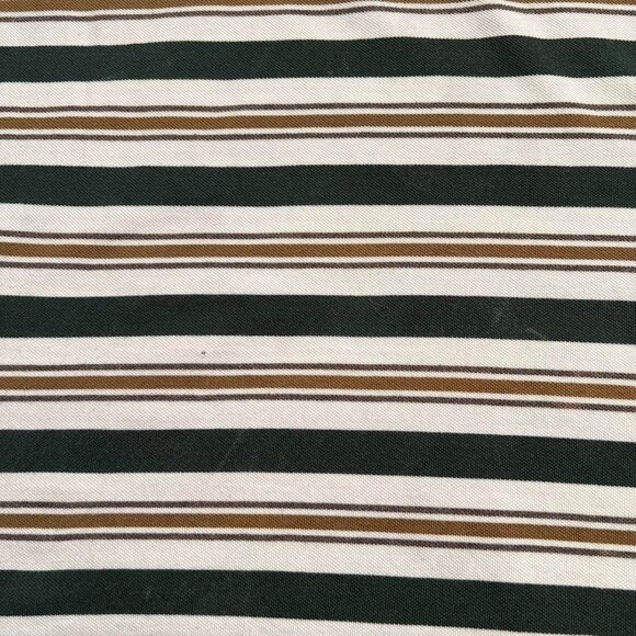 Chaps 100% Cotton Green and Brown Striped Polo Shirt - Picture 8 of 8